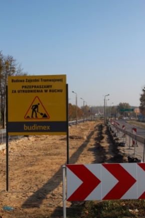Budowa linii tramwajowej na ulicy Towarowej (26 października 2014)