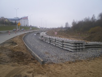 Budowa linii tramwajowej przy ulicy Płoskiego (22 listopada 2014)