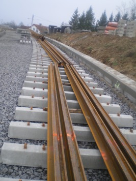 Budowa linii tramwajowej przy ulicy Płoskiego (22 listopada 2014)