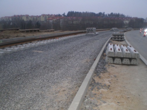 Budowa linii tramwajowej przy ulicy Płoskiego (30 listopada 2014)