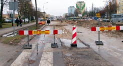 Budowa linii tramwajowej przy ulicy Dworcowej (2 stycznia 2015)