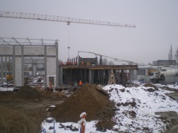 Budowa zajezdni tramwajowej przy ulicy Towarowej i Kołobrzeskiej (22 stycznia 2015)