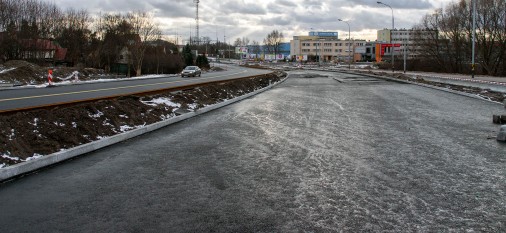 Budowa linii tramwajowej przy alei Sikorskiego (2 stycznia 2015)
