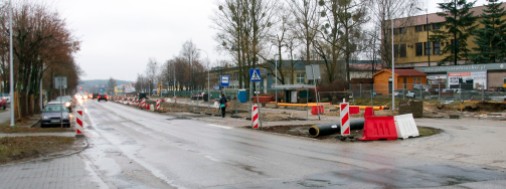 Budowa linii tramwajowej na ulicy Towarowej (2 stycznia 2015)