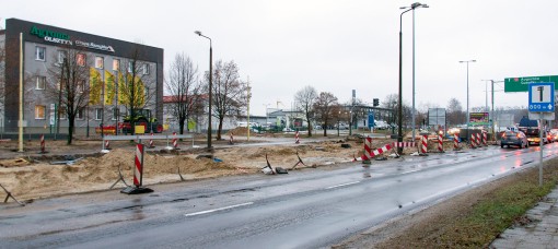 Budowa linii tramwajowej na ulicy Towarowej (2 stycznia 2015)