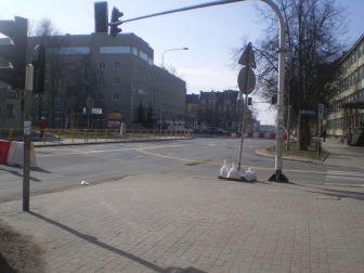 Budowa linii tramwajowej w ulicy Kościuszki (8 marca 2015)