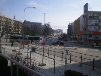 Budowa linii tramwajowej na placu Jana Pawła II (8 marca 2015)