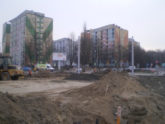 Budowa linii tramwajowej na placu Ofiar Katynia (20 marca 2015)
