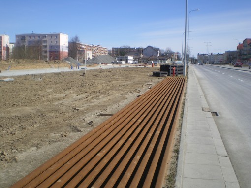 Budowa linii tramwajowej przy ulicy Witosa (22 marca 2015)