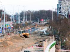 Budowa linii tramwajowej przy alei Sikorskiego (3 kwietnia 2015)