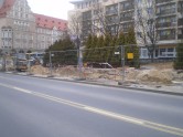 Budowa linii tramwajowej w alei Piłsudskiego (14 kwietnia 2015)