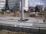 Budowa linii tramwajowej na placu Ofiar Katynia (16 kwietnia 2015)