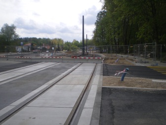 Budowa linii tramwajowej przy alei Sikorskiego (10 maja 2015)