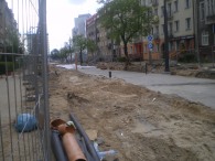 Budowa linii tramwajowej w ulicy Kościuszki (10 maja 2015)
