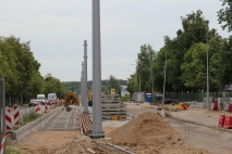 Budowa linii tramwajowej w ulicy Towarowej (18 czerwca 2015)