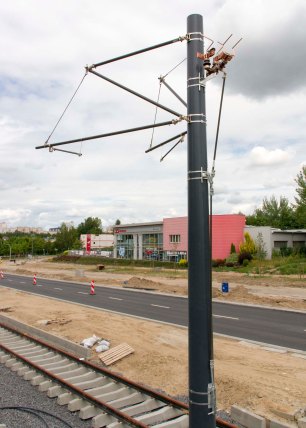 Budowa linii tramwajowej przy alei Sikorskiego (12 lipca 2015)