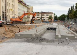 Budowa linii tramwajowej w ulicy Kościuszki (12 lipca 2015)