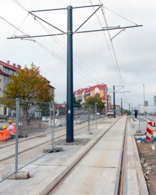 Budowa linii tramwajowej przy alei Sikorskiego (16 września 2015)