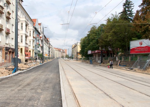 Budowa linii tramwajowej w ulicy Kościuszki (20 września 2015)