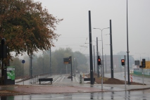 Budowa linii tramwajowej przy ulicy Tuwima (18 października 2015) - przystanek końcowy Uniwersytet-Prawocheńskiego