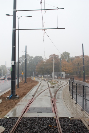 Budowa linii tramwajowej przy ulicy Tuwima (18 października 2015) - przystanek końcowy Uniwersytet-Prawocheńskiego