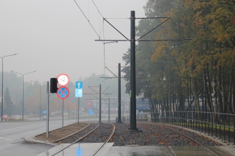 Budowa linii tramwajowej przy alei Sikorskiego (18 października 2015)