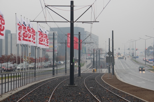 Budowa linii tramwajowej przy alei Sikorskiego (18 października 2015)