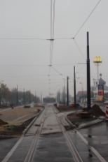 Budowa linii tramwajowej na placu Konstytucji 3 Maja (18 października 2015) - przystanek końcowy Dworzec Główny