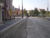 Budowa linii tramwajowej w ulicy 11 Listopada (4 października 2015) - przystanek końcowy Wysoka Brama