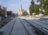 Budowa linii tramwajowej w alei Piłsudskiego (4 października 2015) - przystanek Centrum