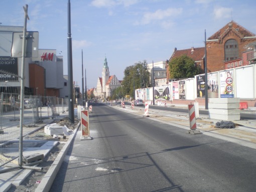 Budowa linii tramwajowej w alei Piłsudskiego (4 października 2015)