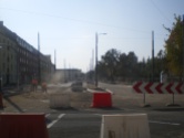 Budowa linii tramwajowej na skrzyżowaniu ulicy Kościuszki i alei Piłsudskiego (4 października 2015)