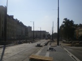 Budowa linii tramwajowej w ulicy Kościuszki (4 października 2015) - przystanek Skwer Wakara