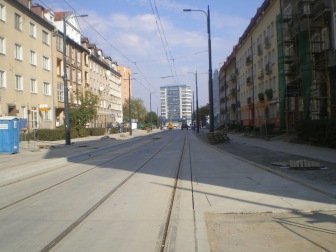 Budowa linii tramwajowej w ulicy Kościuszki (4 października 2015) - przystanek wiedeński Kętrzyńskiego