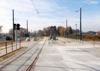 Linia tramwajowa przy ulicy Tuwima (31 października 2015) - przystanek Galeria Warmińska