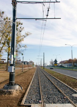 Linia tramwajowa przy ulicy Tuwima (31 października 2015)