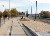 Linia tramwajowa przy ulicy Tuwima (31 października 2015) - przystanek końcowy Uniwersytet-Prawocheńskiego