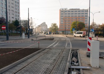 Linia tramwajowa na placu Konstytucji 3 Maja (31 października 2015)