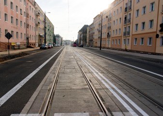 Linia tramwajowa w ulicy Kościuszki (31 października 2015)