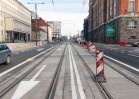 Linia tramwajowa w alei Piłsudskiego (31 października 2015) - skrzyżowanie z ulicą Plater