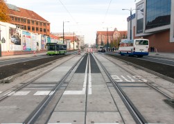 Linia tramwajowa w alei Piłsudskiego (31 października 2015)