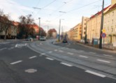 Linia tramwajowa w ulicy Kościuszki (31 października 2015) - skrzyżowanie z ulicą Żołnierską