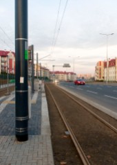 Linia tramwajowa przy ulicy Witosa (31 października 2015) - przystanek Płoskiego