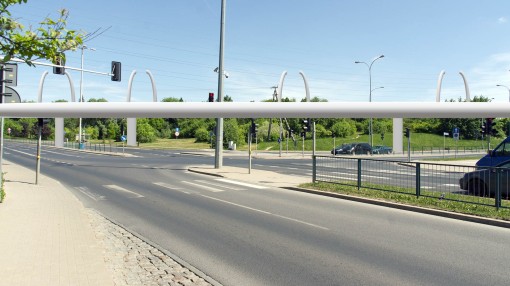 Wizualizacja fragmentu estakady tramwajowej nad skrzyżowaniem ulic Synów Pułku i Krasickiego
