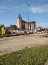 Budowa linii tramwajowej w ulicy Wilczyńskiego, w okolicach skrzyżowania z ulicą Krasickiego (13 sierpnia 2021)