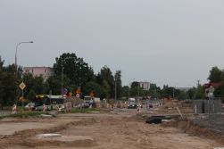 Budowa linii tramwajowej w ulicy Krasickiego, w pobliżu skrzyżowania z ulicami Boenigka i Sobocińskiego (1 lipca 2022)