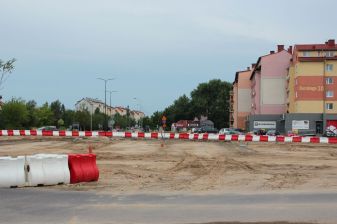 Budowa linii tramwajowej w ulicy Wilczyńskiego, w okolicach skrzyżowania z ulicą Krasickiego (1 lipca 2022)
