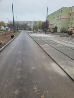 Budowa linii tramwajowej w ulicy Wilczyńskiego, między ulicami Gębika i Wachowskiego (23 października 2022)