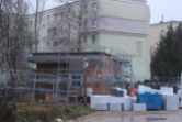 Budowa linii tramwajowej w ulicy Wilczyńskiego, w okolicach przyszłego przystanku końcowego Pieczewo - budynek socjalny dla motorniczych i kierowców (15 stycznia 2023)