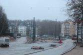 Budowa linii tramwajowej w ulicy Wilczyńskiego, w okolicach przyszłego przystanku końcowego Pieczewo (15 stycznia 2023)